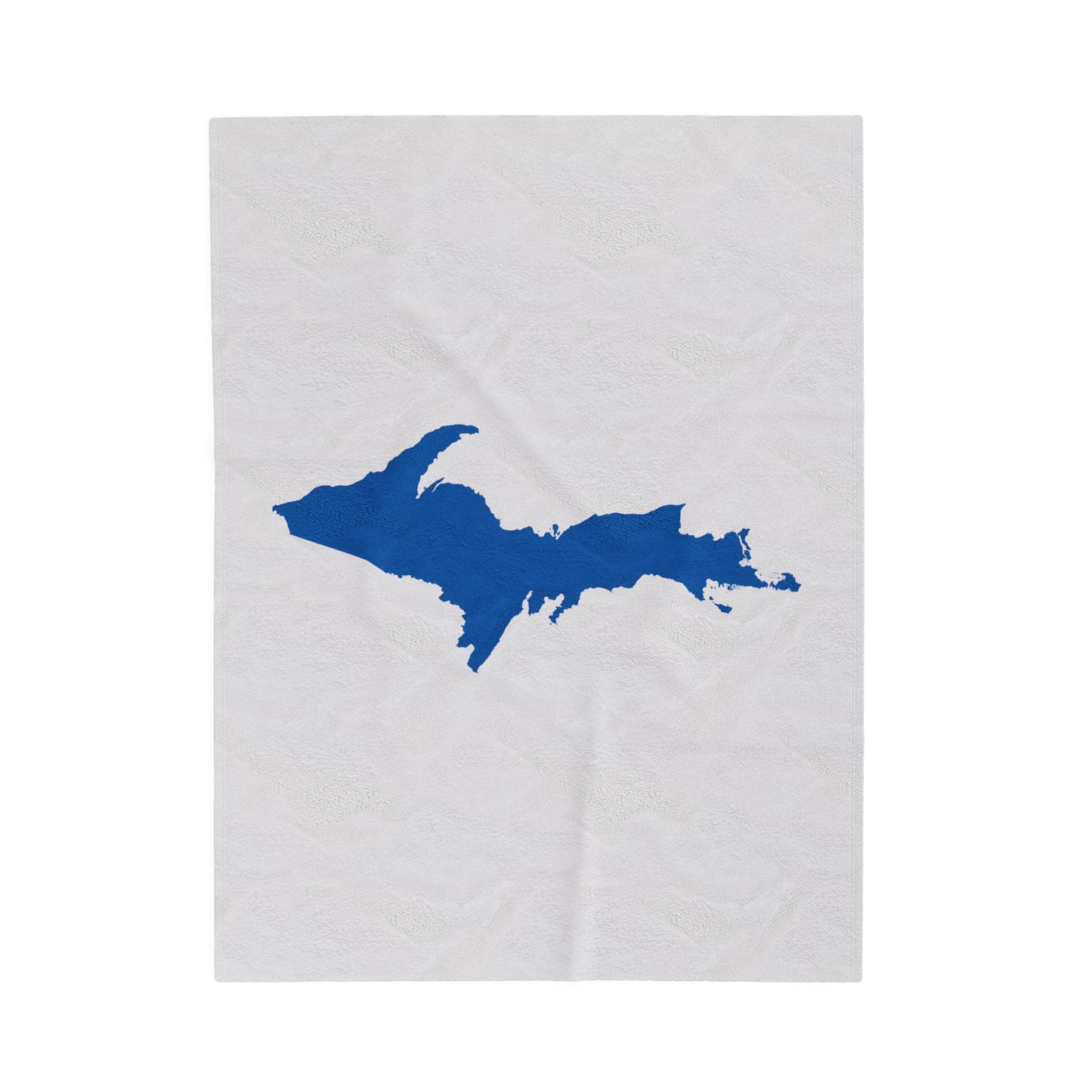 Michigan Upper Peninsula Plush Blanket (w/ Azure UP Outline) | Birch Bark White