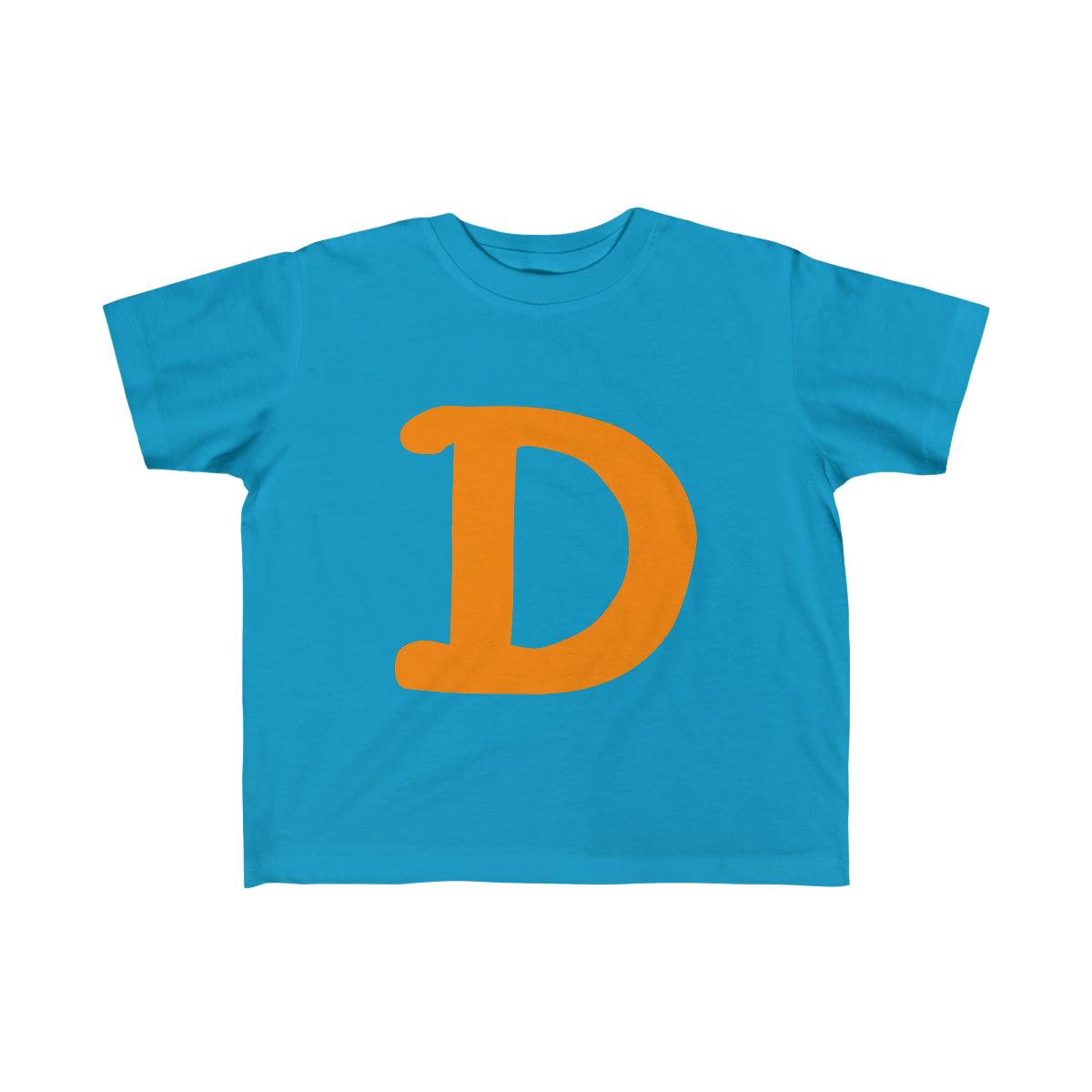 Detroit 'Old French D' T-Shirt  (Orange Full Body Outline) | Toddler Short Sleeve - Circumspice Michigan