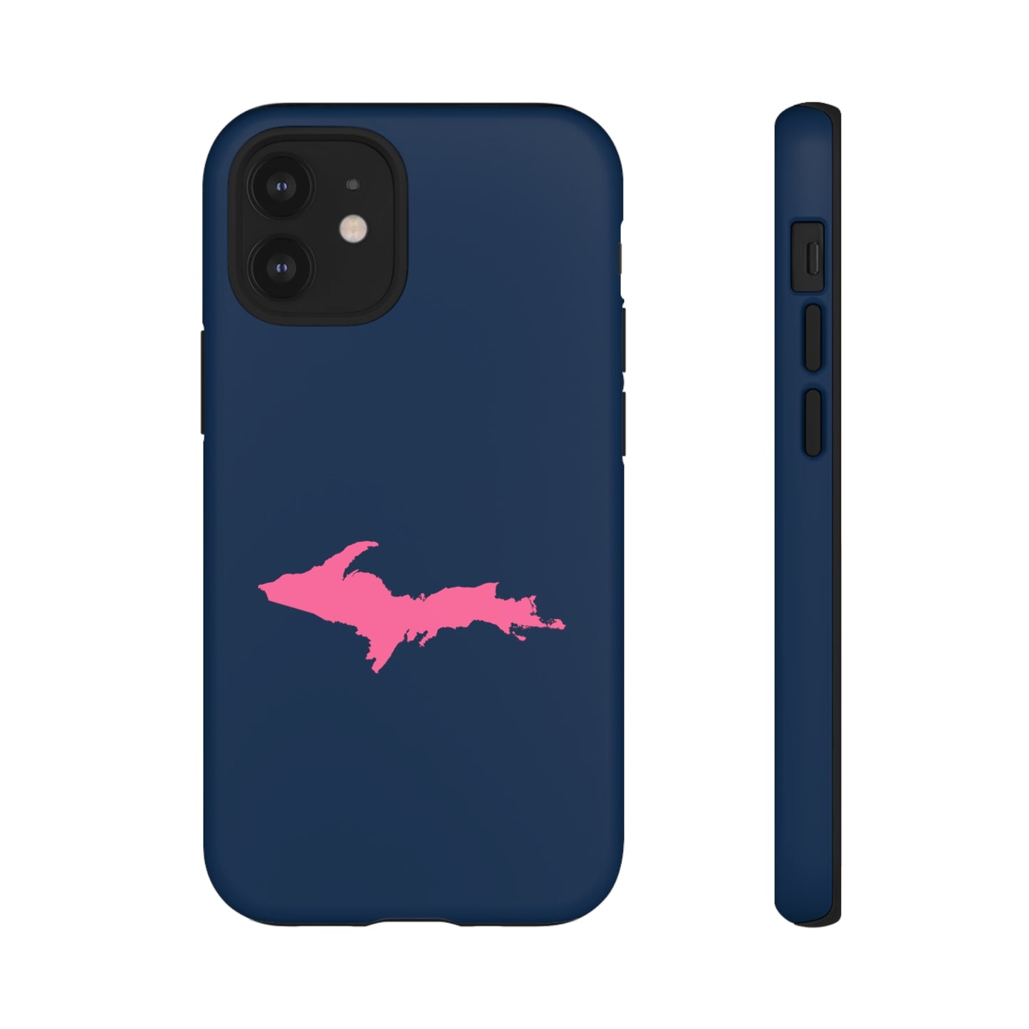 Michigan Upper Peninsula Tough Phone Case (Navy w/ Pink UP Outline) | Apple iPhone