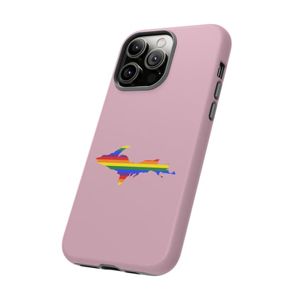 Michigan Upper Peninsula Tough Phone Case (Pink w/ UP Pride Flag Outline) | Apple iPhone