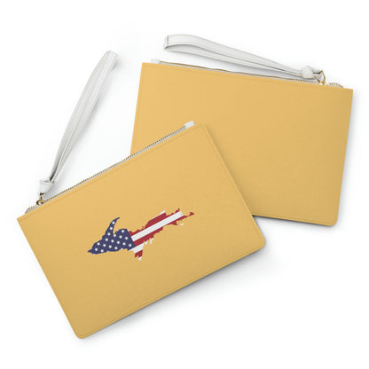 Michigan Upper Peninsula Clutch Bag (Citrine Color w/UP USA Flag Outline)