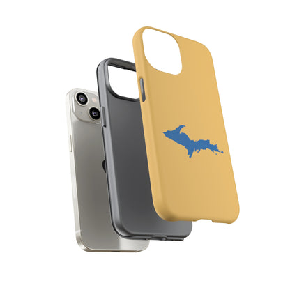 Michigan Upper Peninsula Tough Phone Case (Citrine w/ Azure UP Outline) | Apple iPhone