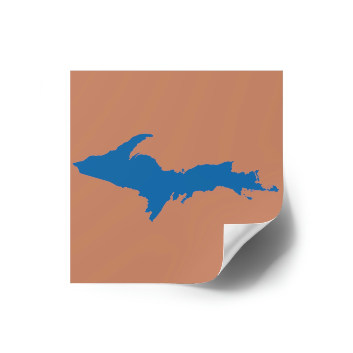 Michigan Upper Peninsula Square Sticker (Copper Color w/ Azure UP Outline) | Indoor/Outdoor