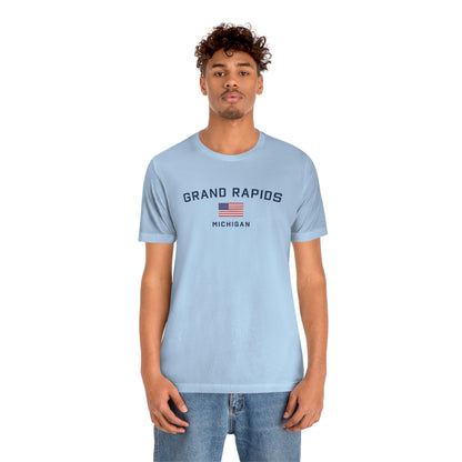 'Grand Rapids Michigan' T-Shirt (w/USA Flag Outline) | Unisex Standard Fit