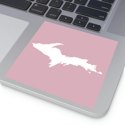 Michigan Upper Peninsula Square Sticker (Pink w/ UP Outline) | Indoor/Outdoor