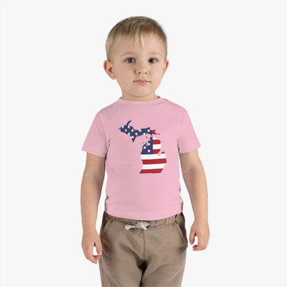 Michigan Infant T-Shirt (w/ MI USA Flag Outline) | Short Sleeve