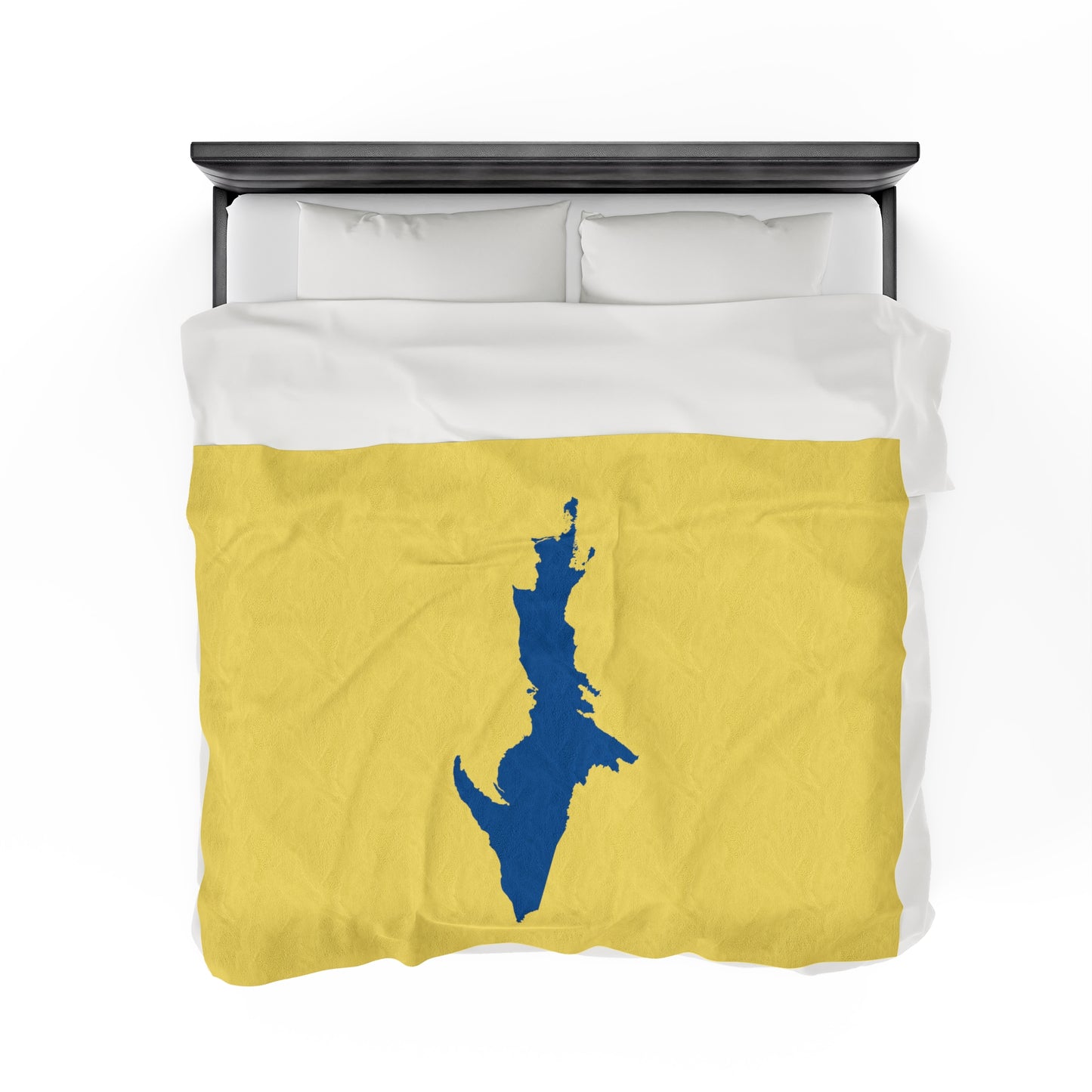 Michigan Upper Peninsula Plush Blanket (w/ Azure UP Outline) | Cherry Yellow