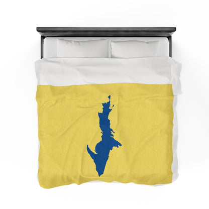 Michigan Upper Peninsula Plush Blanket (w/ Azure UP Outline) | Cherry Yellow