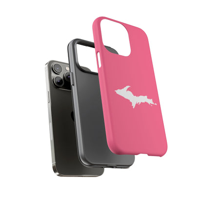 Michigan Upper Peninsula Tough Phone Case (Rhodochrosite Pink w/ UP Outline) | Apple iPhone