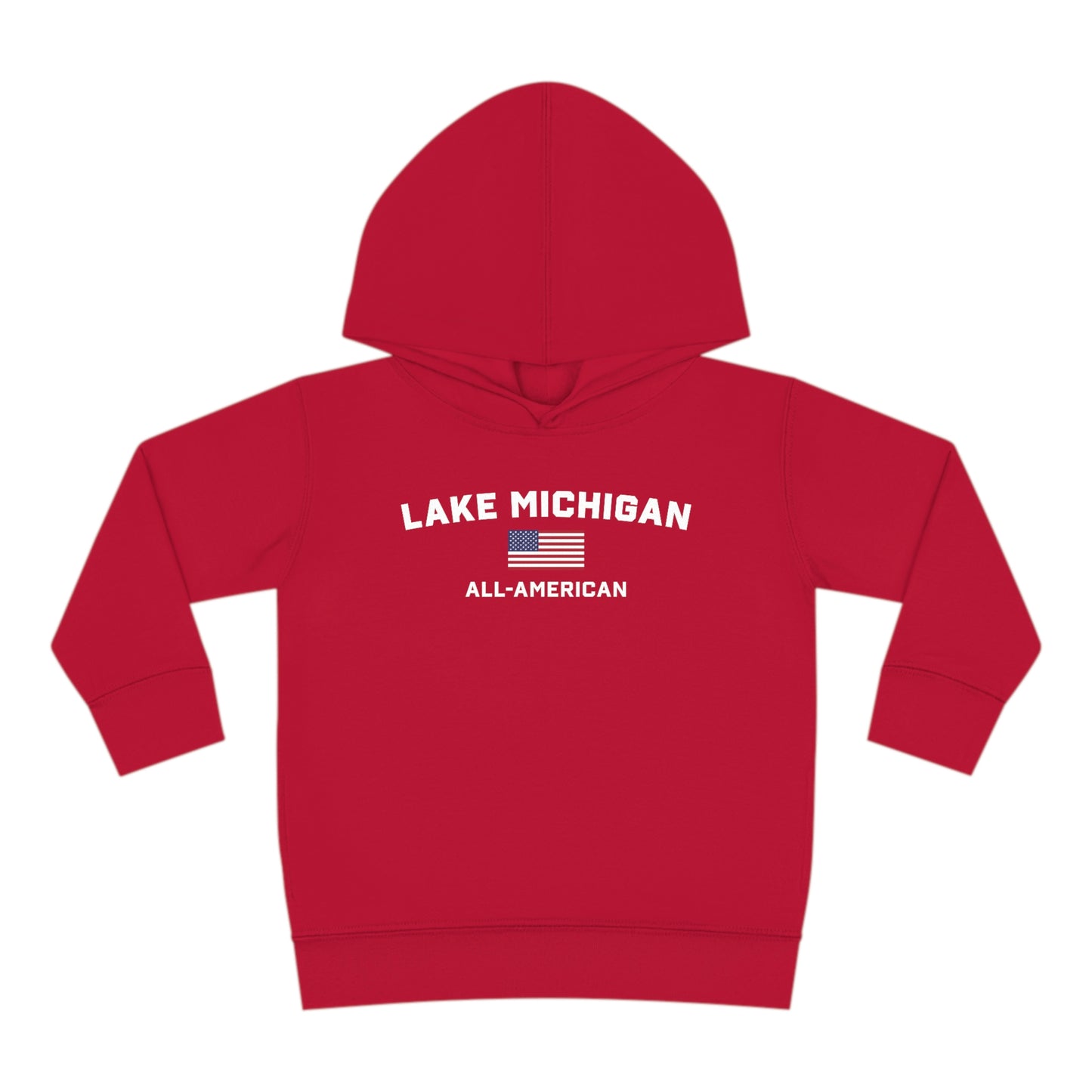 'Lake Michigan All-American' Hoodie (w/USA Flag Outline) | Unisex Toddler