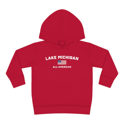 'Lake Michigan All-American' Hoodie (w/USA Flag Outline) | Unisex Toddler