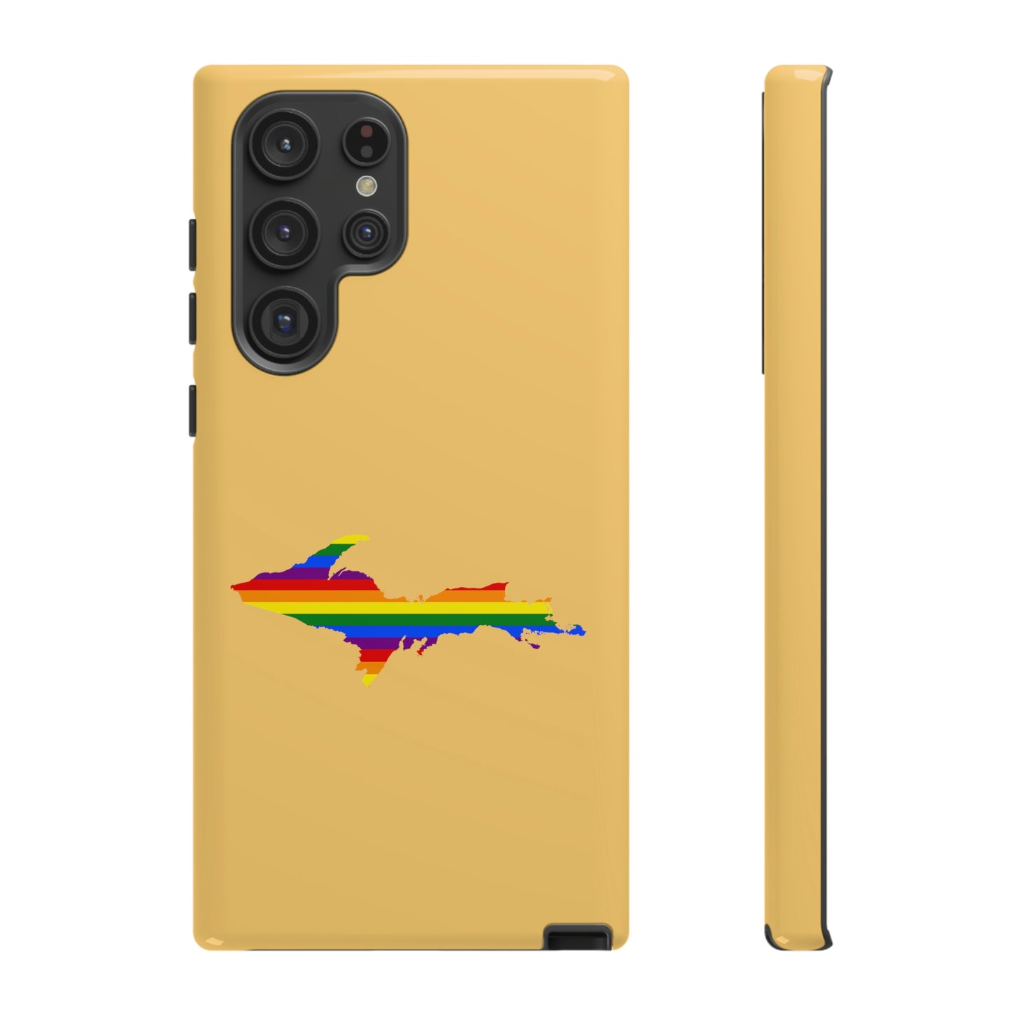 Michigan Upper Peninsula Tough Phone Case (Citrine w/ UP Pride Flag Outline) | Samsung & Pixel Android