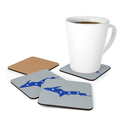 Michigan Upper Peninsula Coaster Set (Silver w/ UP Quebec Flag Outline) | Corkwood - 4 pack