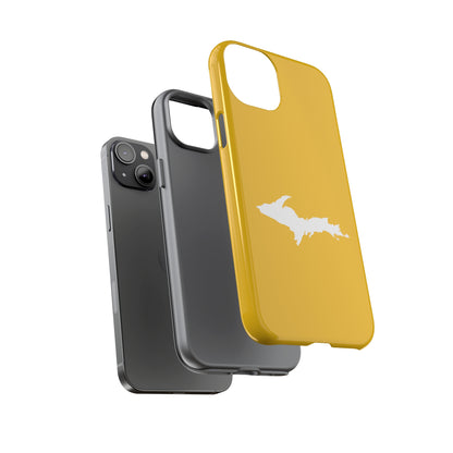 Michigan Upper Peninsula Tough Phone Case (Gold Color w/ UP Outline) | Apple iPhone