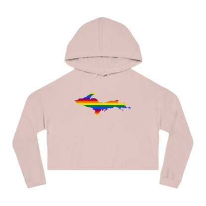 Michigan Upper Peninsula Hoodie (w/ UP Pride Flag Outline) | Lightweight Cropped