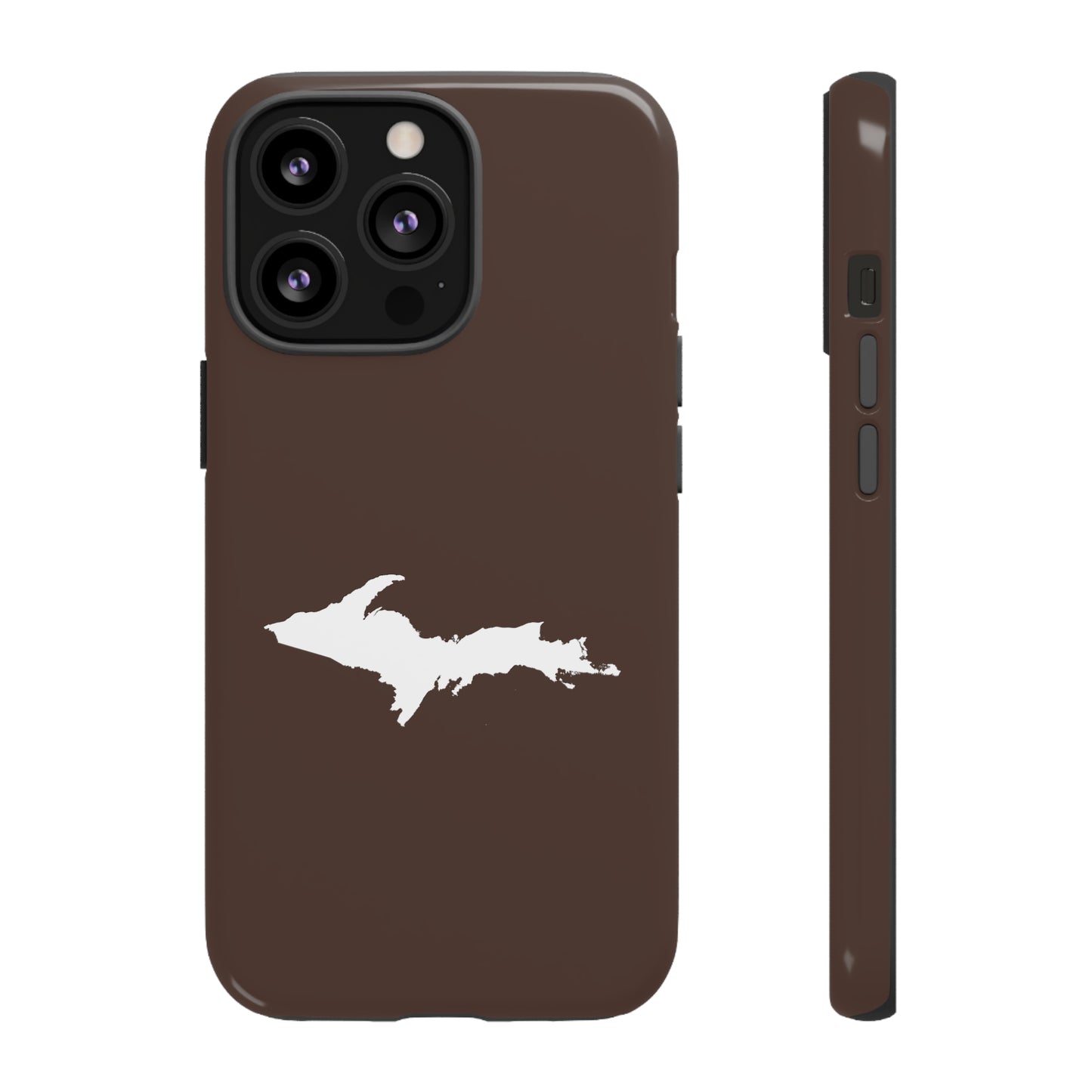 Michigan Upper Peninsula Tough Phone Case (Hickory Color w/ UP Outline) | Apple iPhone