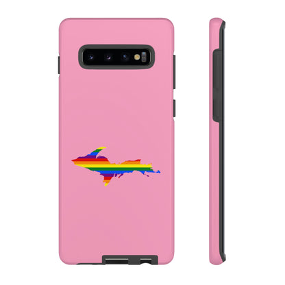 Michigan Upper Peninsula Tough Phone Case ('67 Caddie Pink w/ UP Pride Flag Outline) | Samsung & Pixel Android