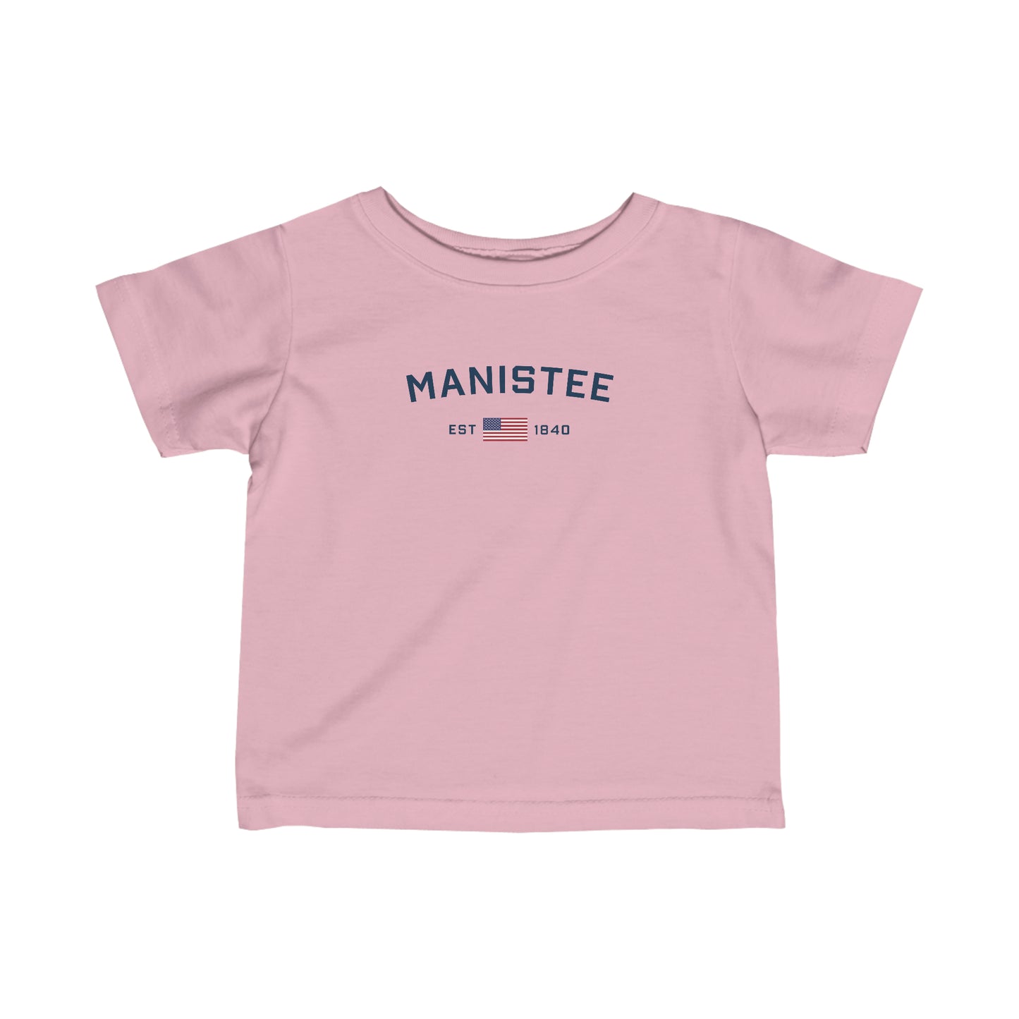 'Manistee EST 1840' T-Shirt (w/USA Flag Outline) |  Infant Short Sleeve