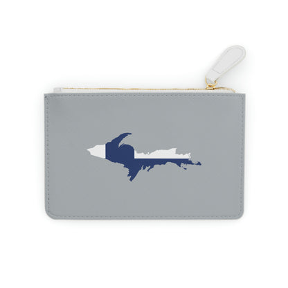 Michigan Upper Peninsula Mini Clutch Bag (Silver w/ UP Finland Flag Outline)