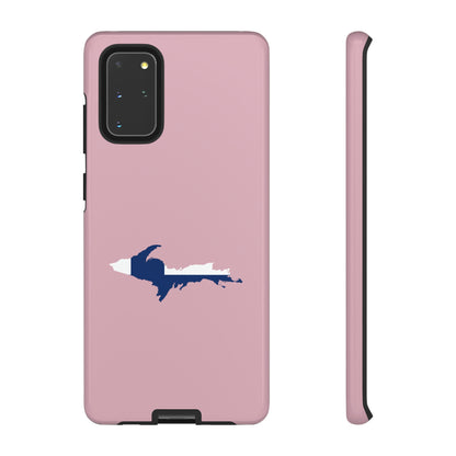 Michigan Upper Peninsula Tough Phone Case (Pink w/ UP Finland Flag Outline) | Samsung & Pixel Android