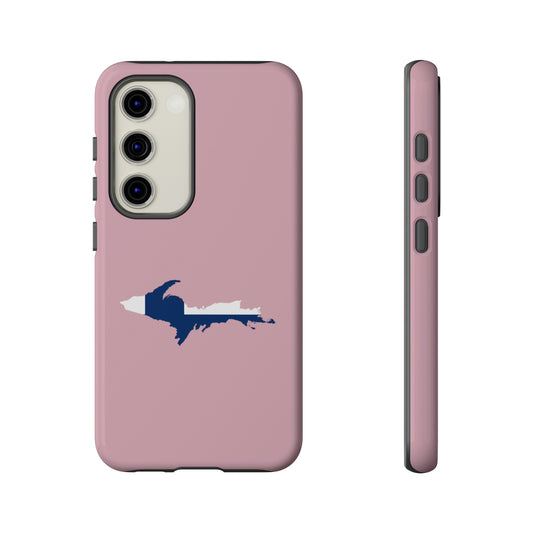 Michigan Upper Peninsula Tough Phone Case (Pink w/ UP Finland Flag Outline) | Samsung & Pixel Android