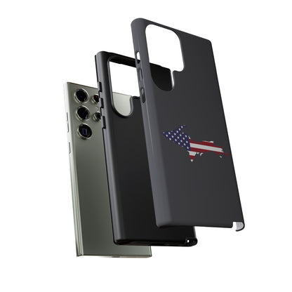 Michigan Upper Peninsula Tough Phone Case (Iron Ore Grey w/ UP USA Flag Outline) | Samsung & Pixel Android