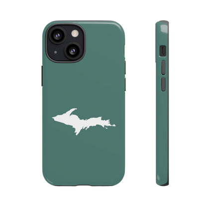 Michigan Upper Peninsula Tough Phone Case (Copper Green w/ UP Outline) | Apple iPhone