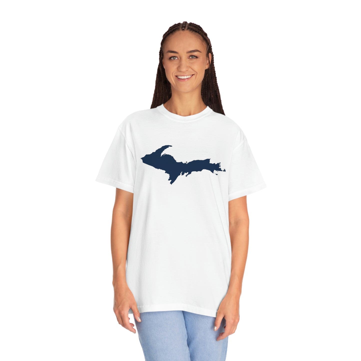 Michigan Upper Peninsula T-Shirt (w/ Navy UP Outline) | Unisex Garment-Dyed