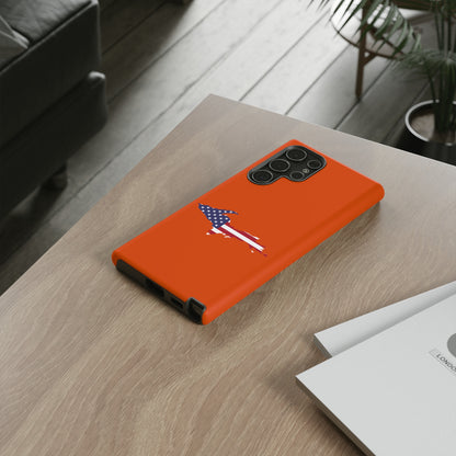 Michigan Upper Peninsula Tough Phone Case (Maple Leaf Orange w/ UP USA Flag Outline) | Samsung & Pixel Android