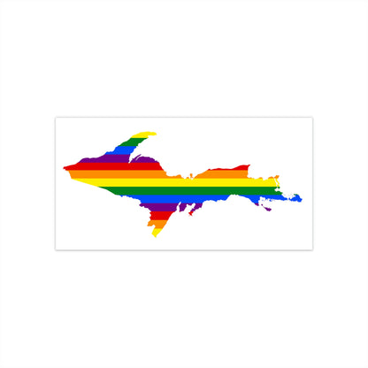 Michigan Upper Peninsula Bumper Stickers (w/ UP Pride Flag Outline) | White Background