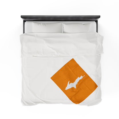 Michigan Upper Peninsula Plush Blanket (w/ UP Outline) | Birch Leaf Orange