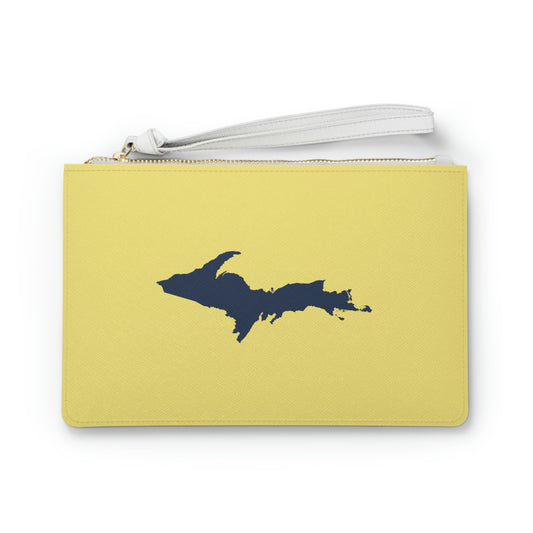 Michigan Upper Peninsula Clutch Bag (Yellow Cherry Color w/ Navy UP Outline)