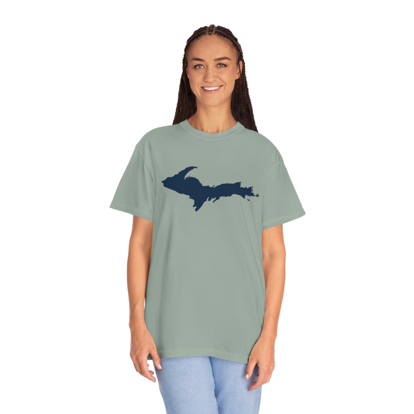 Michigan Upper Peninsula T-Shirt (w/ Navy UP Outline) | Unisex Garment-Dyed