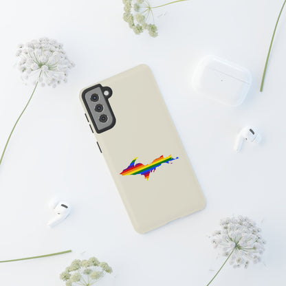 Michigan Upper Peninsula Tough Phone Case (Ivory Color w/ UP Pride Flag Outline) | Samsung & Pixel Android