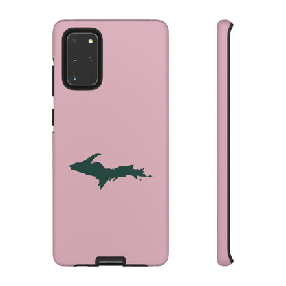 Michigan Upper Peninsula Tough Phone Case (Pink w/ Green UP Outline) | Samsung & Pixel Android