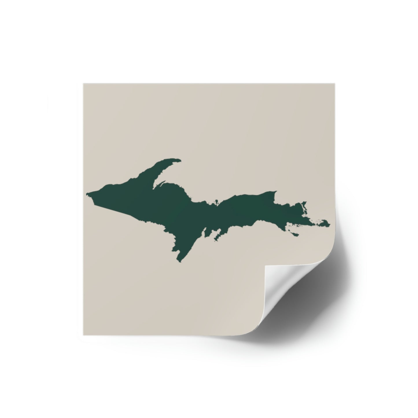 Michigan Upper Peninsula Square Sticker (Canvas Color w/ Green UP Outline) | Indoor/Outdoor