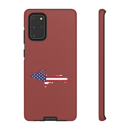 Michigan Upper Peninsula Tough Phone Case (Ore Dock Red w/ UP USA Flag Outline) | Samsung & Pixel Android