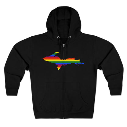 Michigan Upper Peninsula Full-Zip Hoodie (w/ UP Pride Flag Outline)