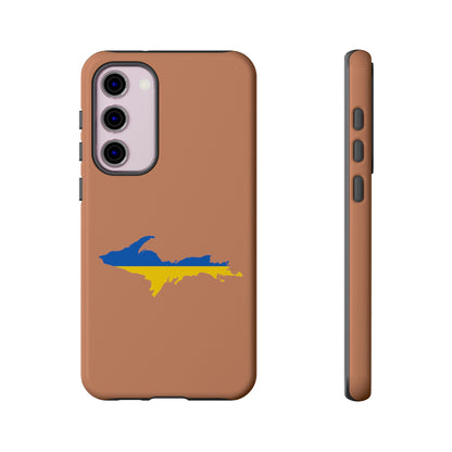 Michigan Upper Peninsula Tough Phone Case (Copper Color w/ UP Ukraine Flag Outline) | Samsung & Pixel Android