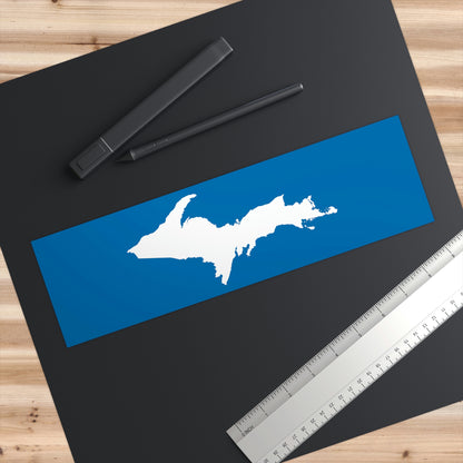 Michigan Upper Peninsula Bumper Sticker (w/ UP Outline) | Azure Background