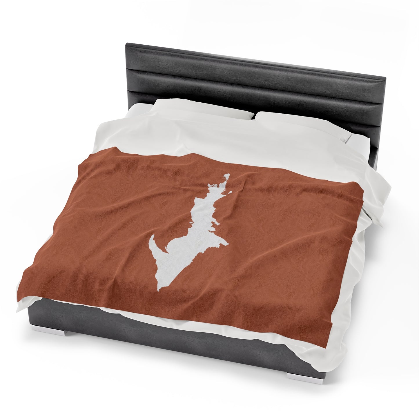 Michigan Upper Peninsula Plush Blanket (w/ UP Outline) | Copper Color