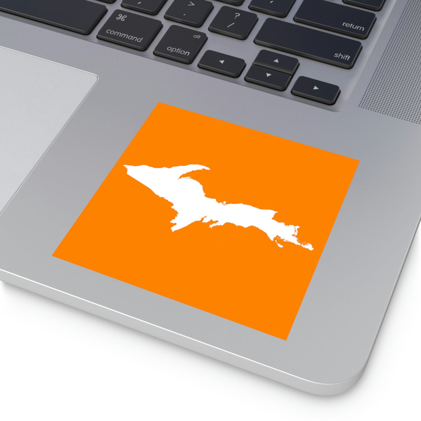 Michigan Upper Peninsula Square Sticker (Orange w/ UP Outline) | Indoor/Outdoor