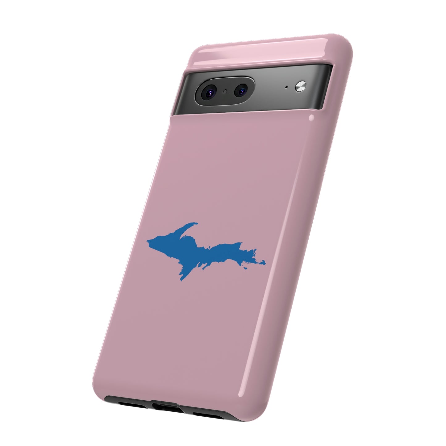 Michigan Upper Peninsula Tough Phone Case (Pink w/ Azure UP Outline) | Samsung & Pixel Android