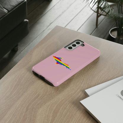 Michigan Upper Peninsula Tough Phone Case (Pink w/ UP Pride Flag Outline) | Samsung & Pixel Android