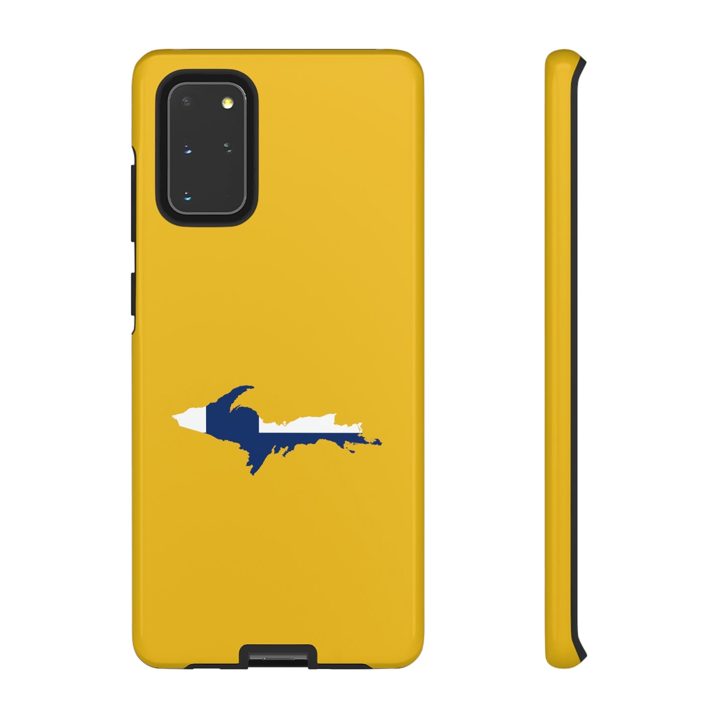 Michigan Upper Peninsula Tough Phone Case (Gold w/ UP Finland Flag Outline) | Samsung & Pixel Android