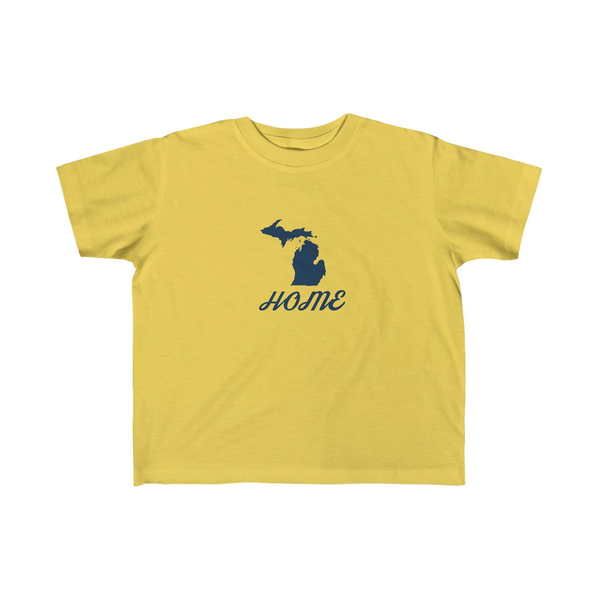 Michigan 'Home'' T-Shirt  (Retro Script Font) | Toddler Short Sleeve - Circumspice Michigan