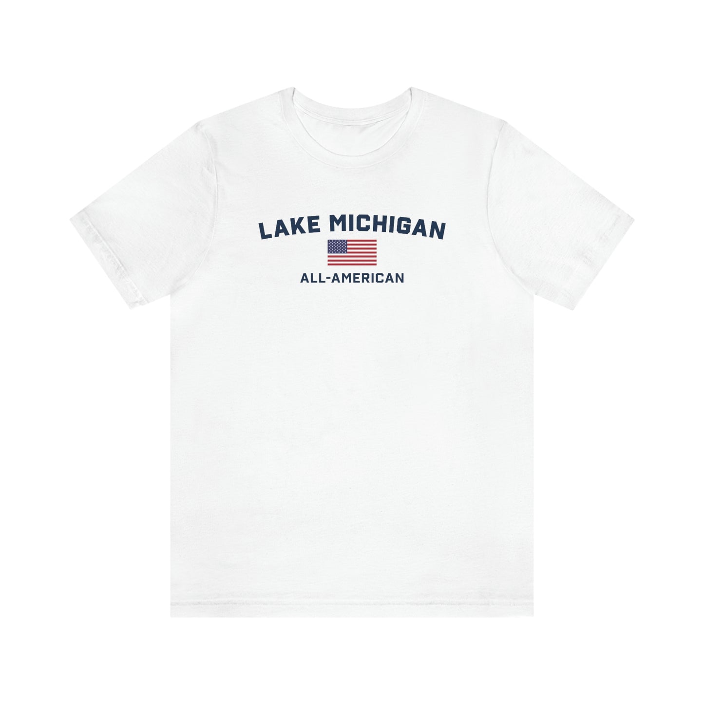 'Lake Michigan All American' T-Shirt (w/USA Flag Outline) | Unisex Standard Fit