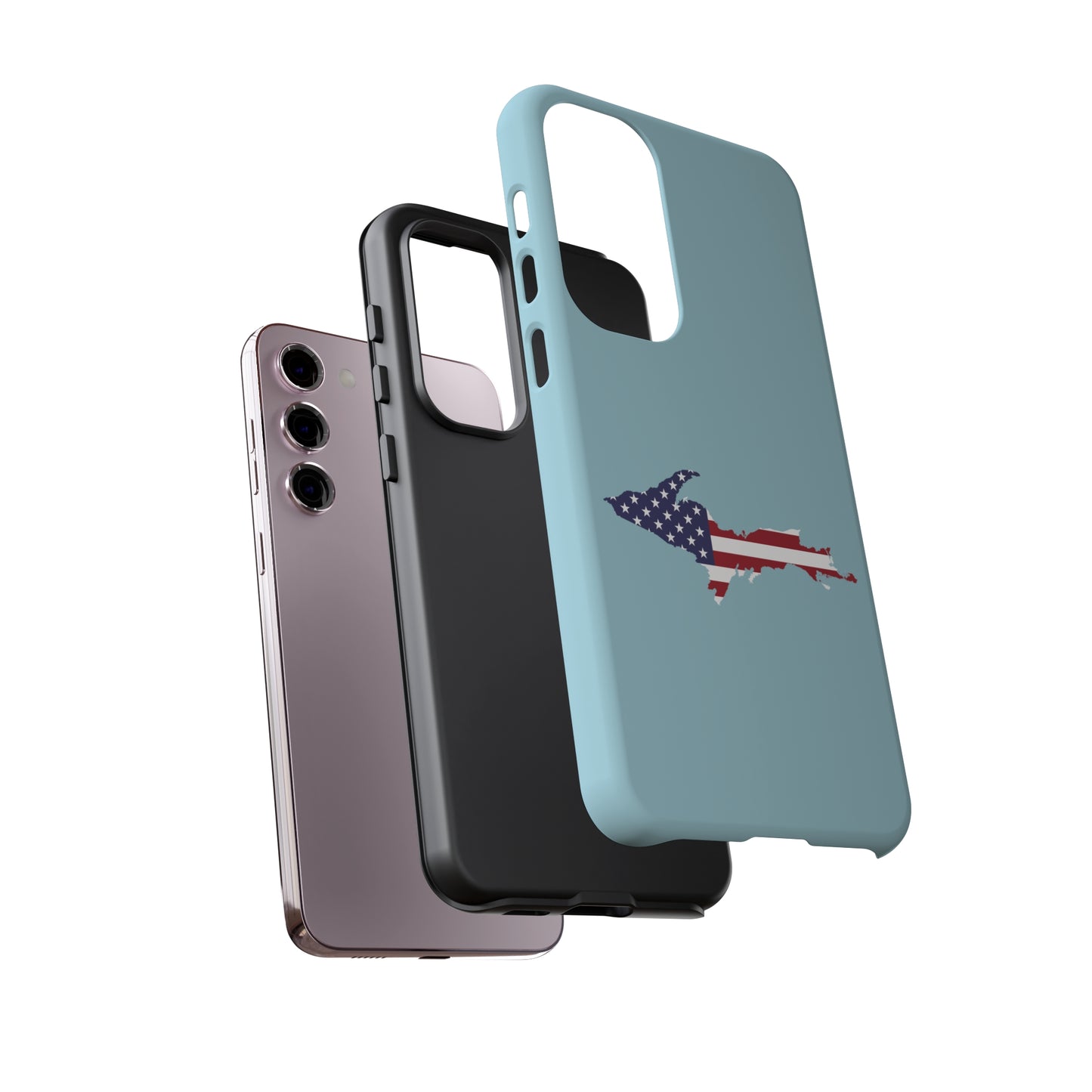 Michigan Upper Peninsula Tough Phone Case ('58 Caddie Blue w/ UP USA Flag Outline) | Samsung & Pixel Android