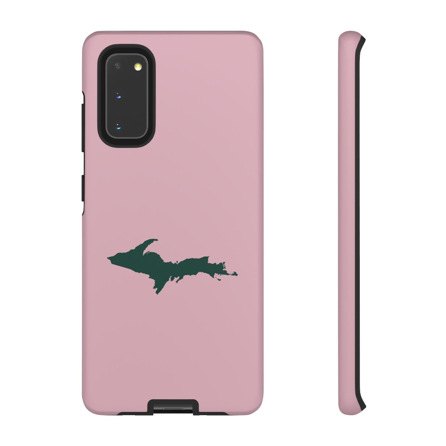 Michigan Upper Peninsula Tough Phone Case (Pink w/ Green UP Outline) | Samsung & Pixel Android