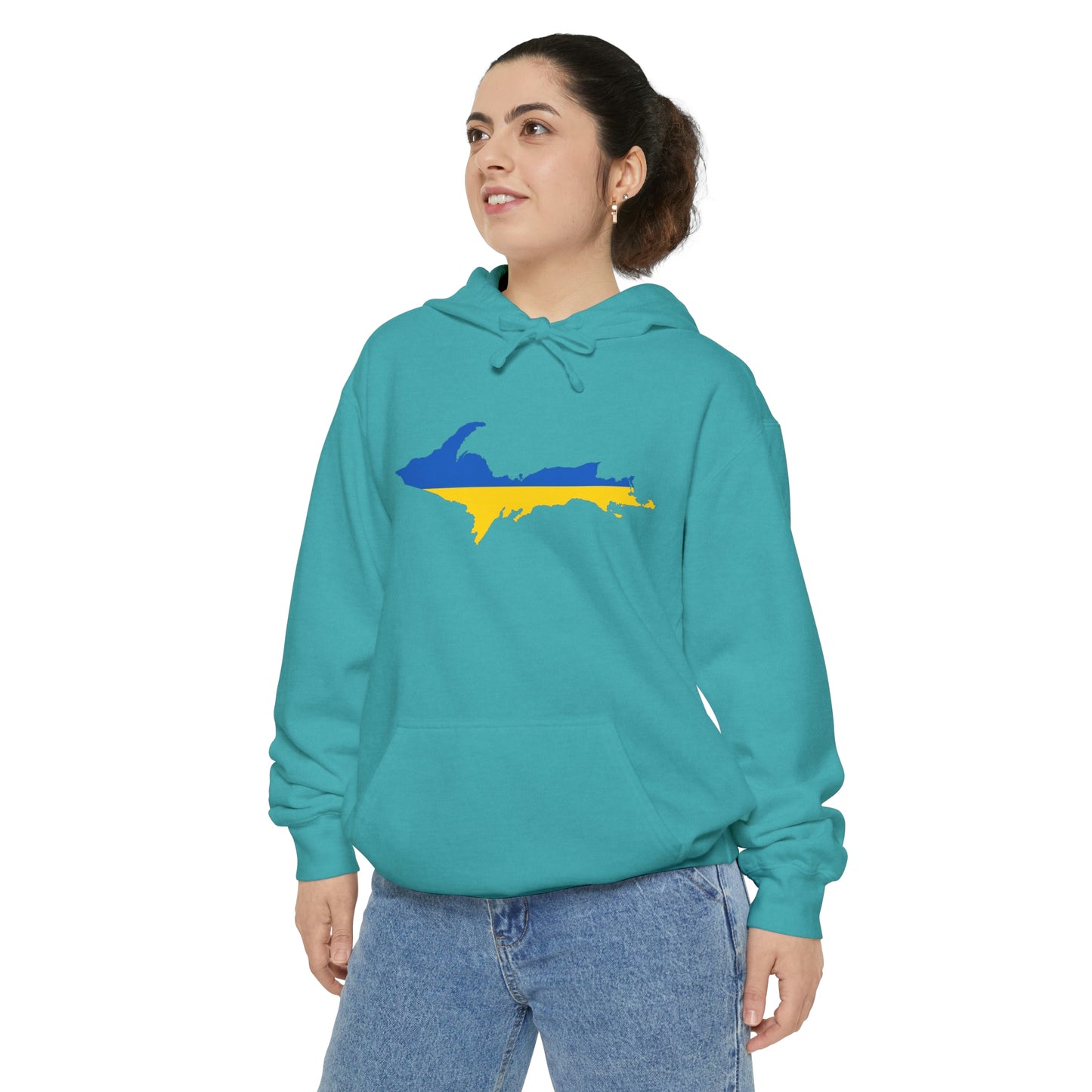 Michigan Upper Peninsula Hoodie (w/ UP Ukraine Flag Outline) | Unisex Garment-Dyed